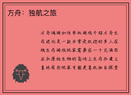 方舟：独航之旅